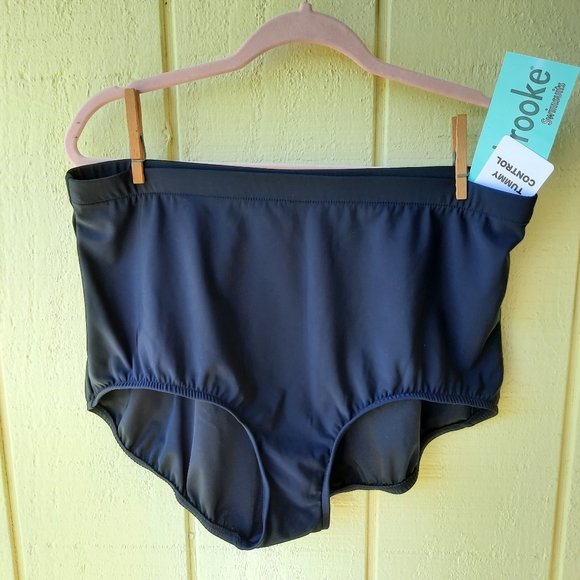 Penbrooke Swim Tummy Control Bikini Bottom Swimsuit Plus Size 20W Black NEW - Picture 2 of 9
